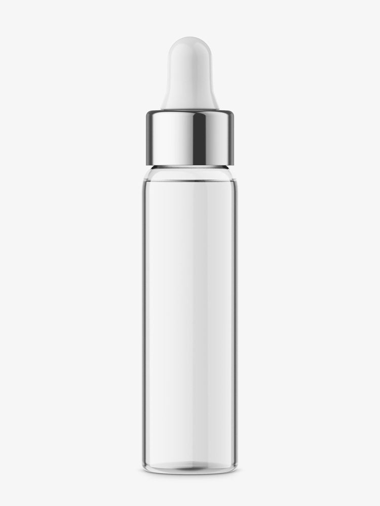 Dropper bottle with silver ring mockup / transparent