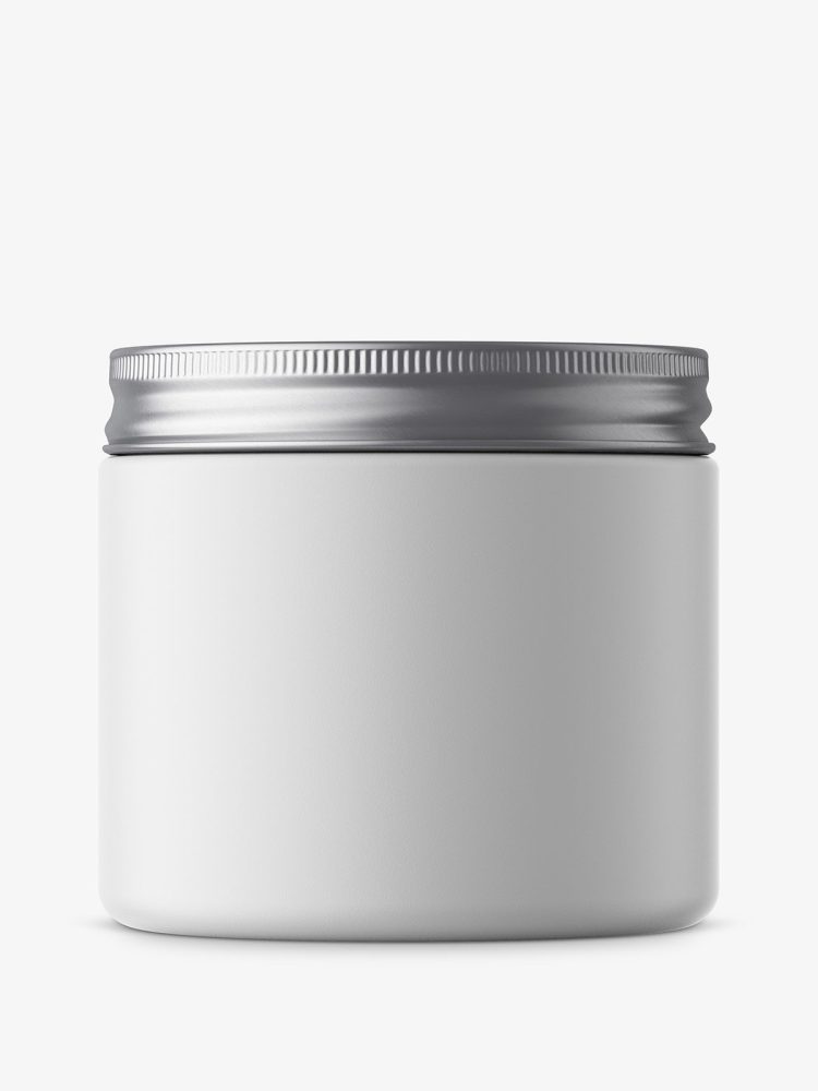 Plastic jar with silver lid mockup / matt