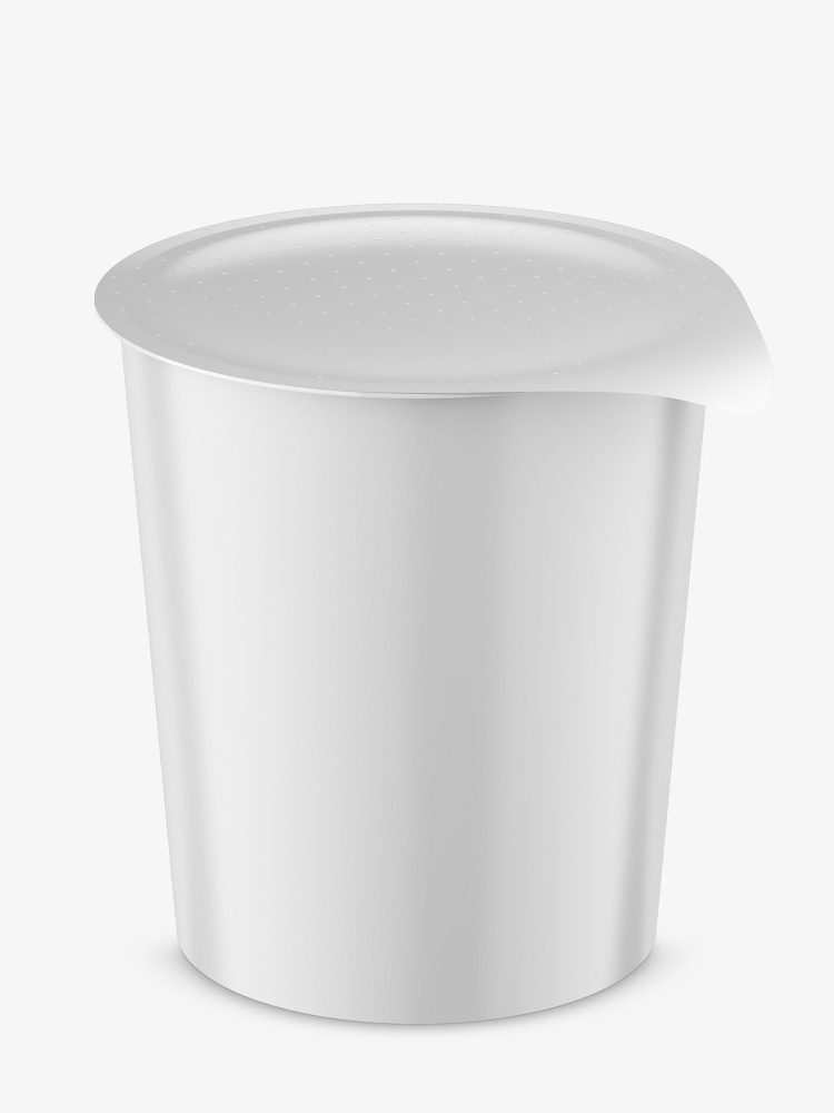 Instant food cup mockup / glossy / top view