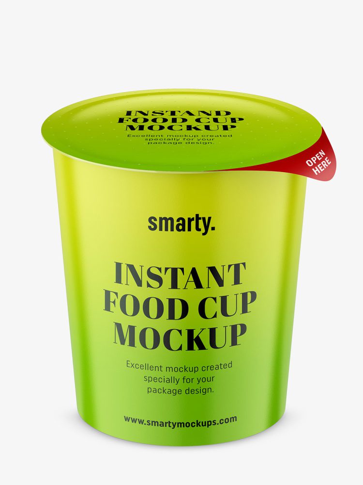 Instant food cup mockup / glossy / top view