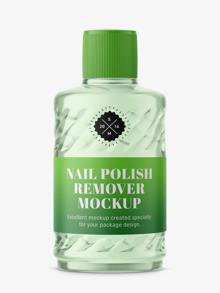 Nail polish remover glass bottle mockup