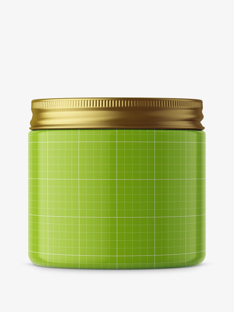 Plastic jar with silver lid mockup / amberPlastic jar with silver lid mockup / amber