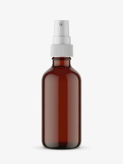Amber bottle with atomizer mockup