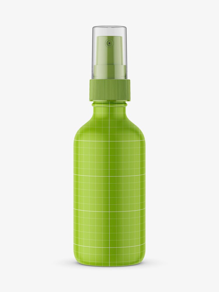 Transparent bottle with atomizer mockup