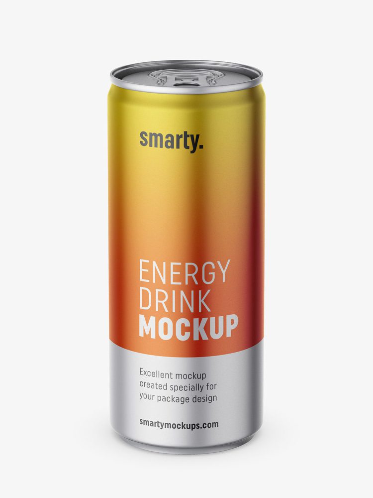Metallic energy drink mockup
