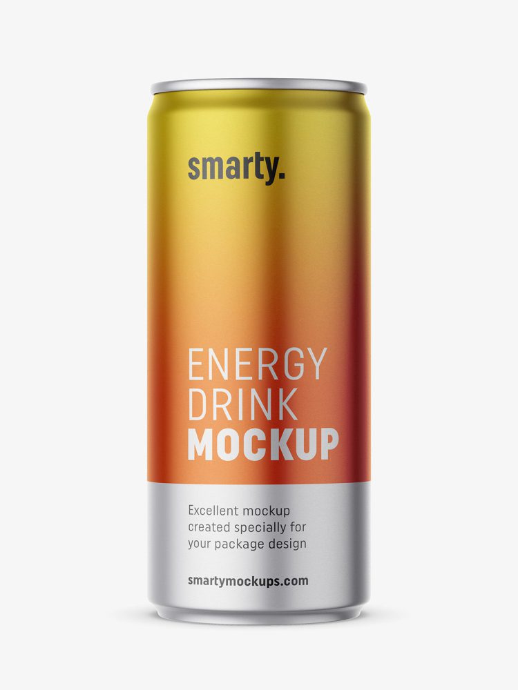 Metallic energy drink mockup