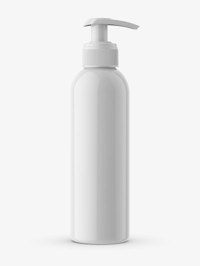 Glossy cosmetic bottle with pump mockup