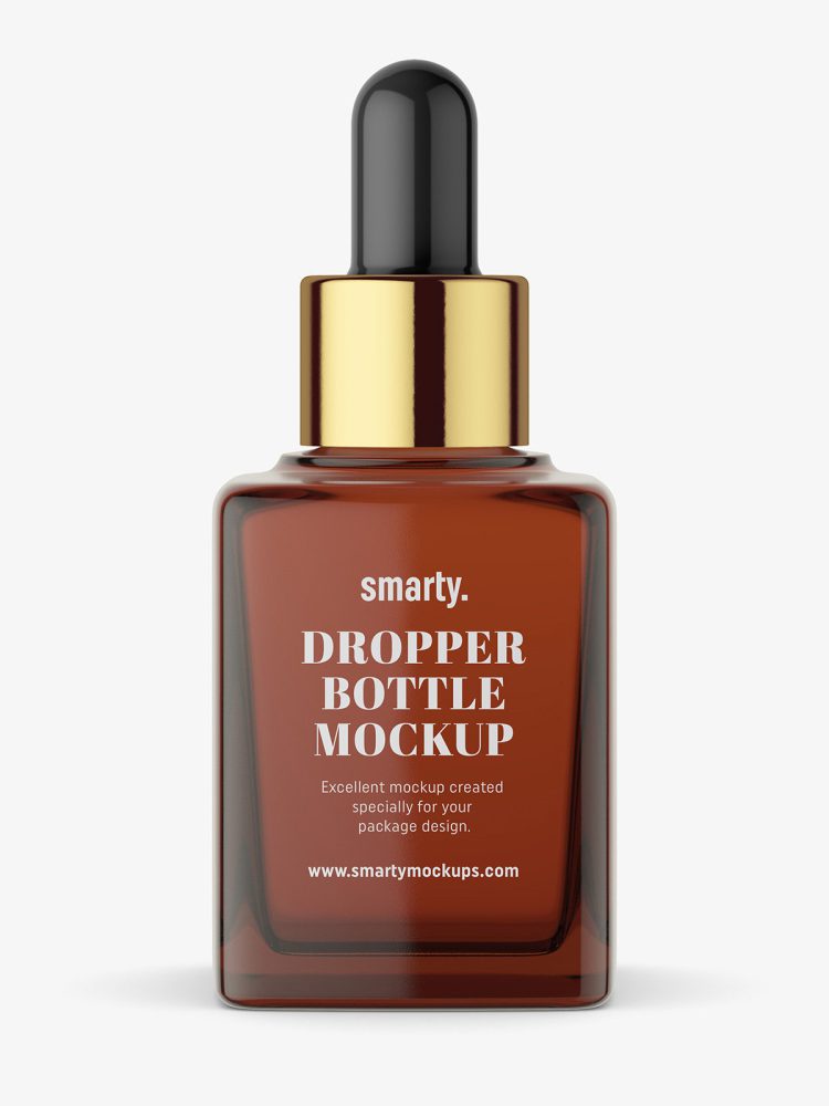 Square dropper bottle mockup / amber
