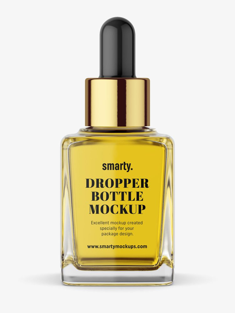 Square dropper bottle mockup / transparent