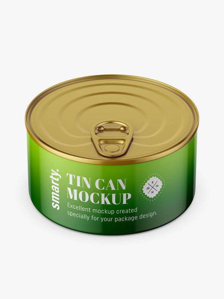 Glossy tin can mockup / top view
