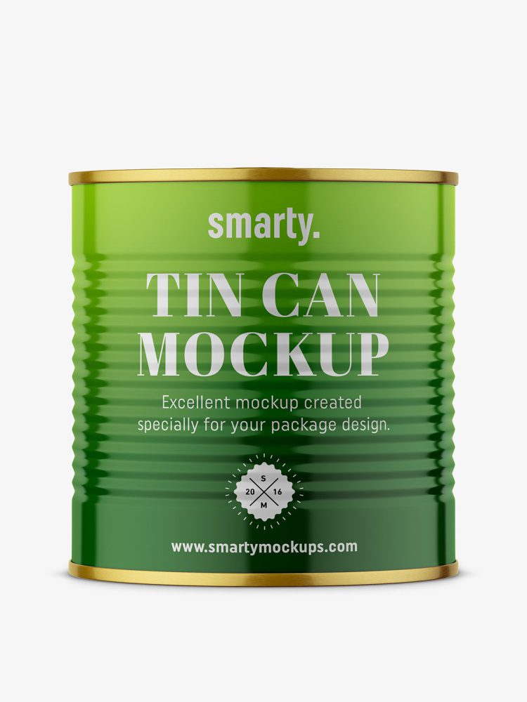 Tin food can mockup / glossy