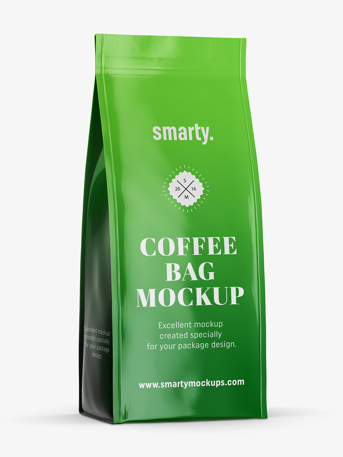 Download Glossy Stand-Up Bag With Coffee Cup Mockup