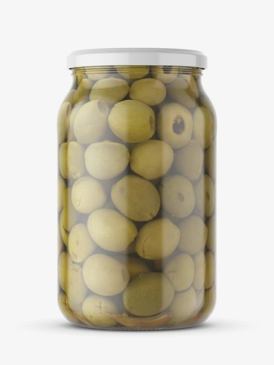 Large jar of olives mockup