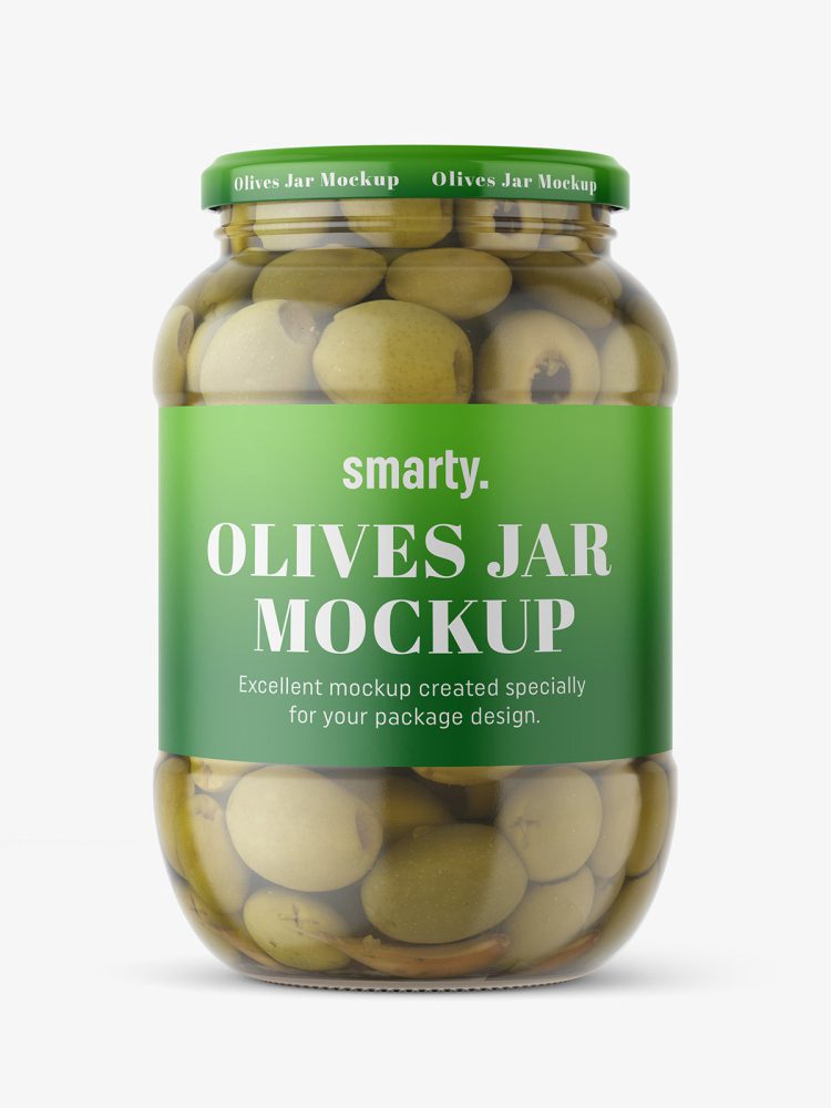 Large jar of olives mockup
