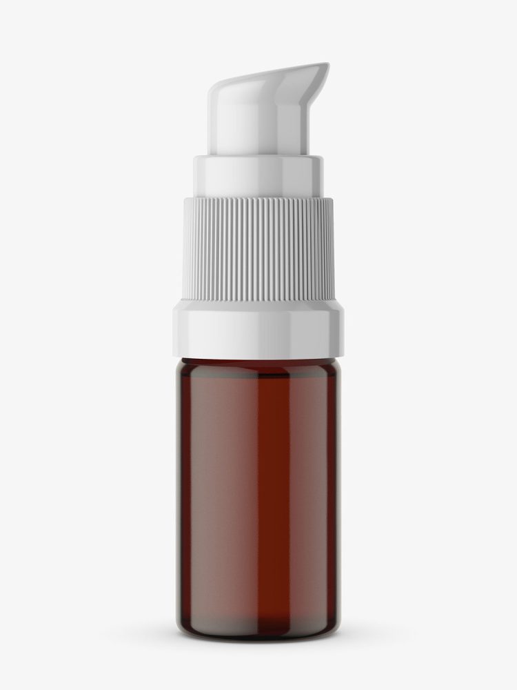 Small amber bottle with push spray mockup