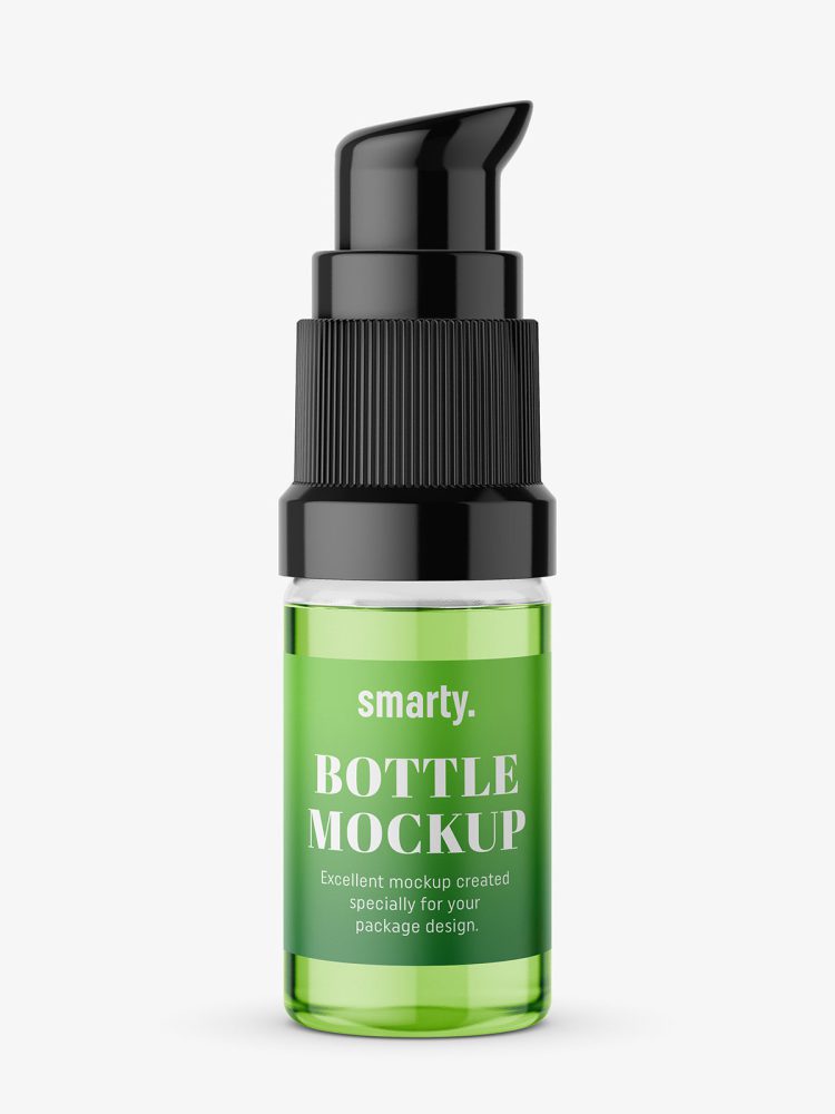 Small transparent bottle with push spray mockup