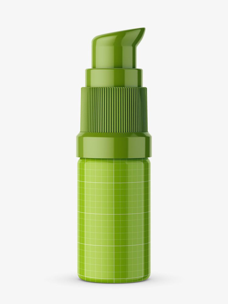 Small glossy bottle with push spray mockup