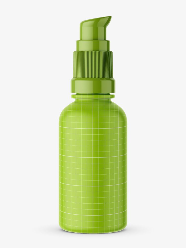 Transparent bottle with pump mockup