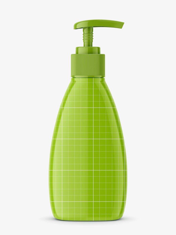 Triangle glossy bottle with pump mockup