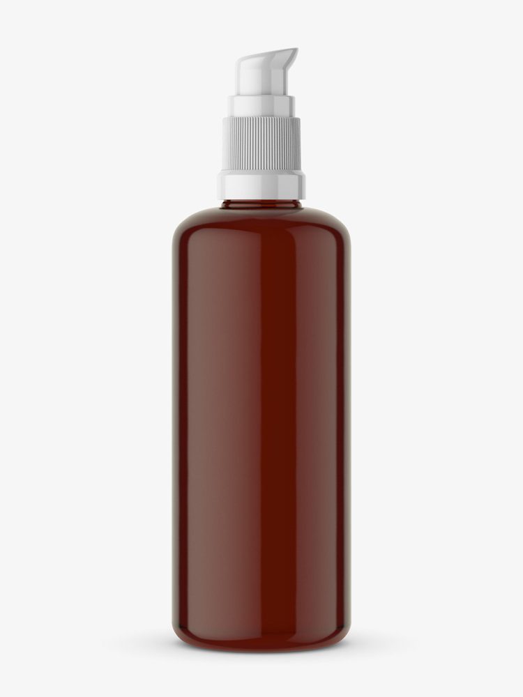 Amber bottle with push spray mockup
