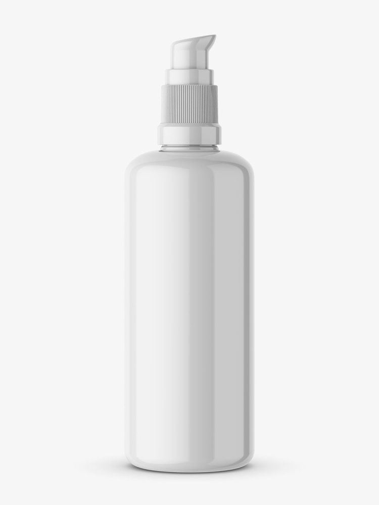 Glossy bottle with push spray mockup