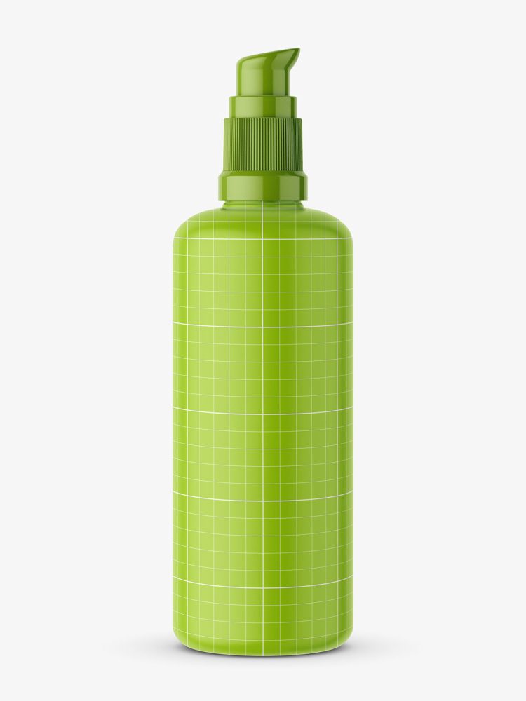 Amber bottle with push spray mockup