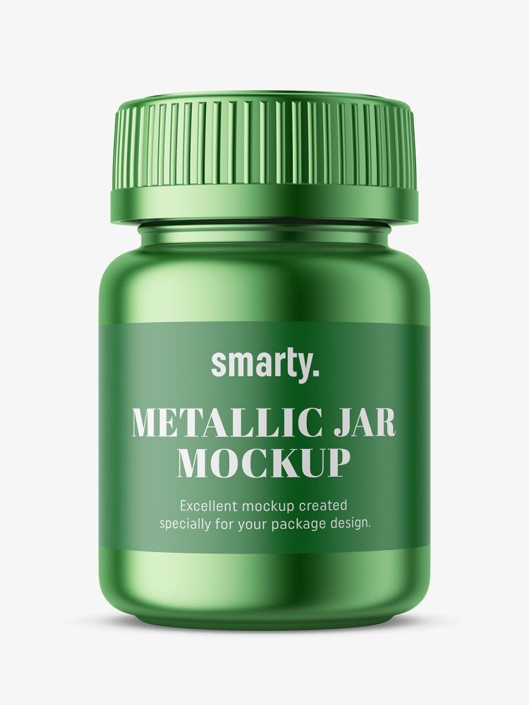 Metallic medical jar mockup