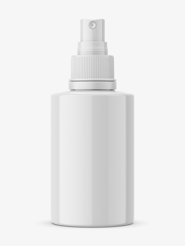 Small glossy bottle with push spray mockup