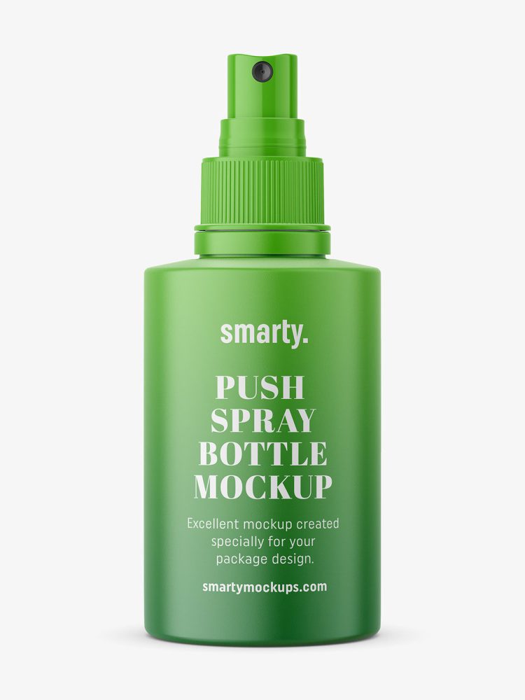 Small matt bottle with push spray mockup