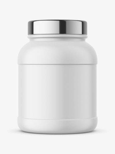 Nutrition jar mockup with silver cap - matt