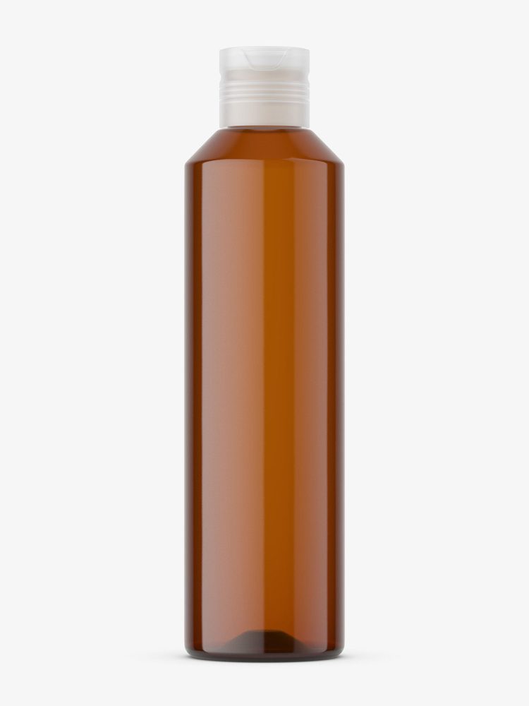 Amber bottle with semi transparent cap