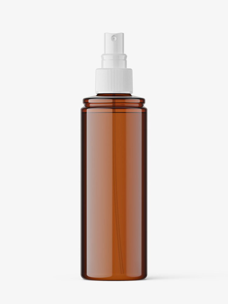 Amber bottle with spray cap mockup