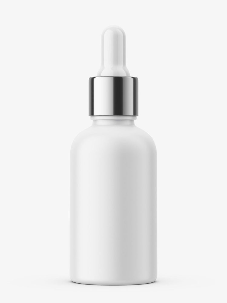 Matt plastic bottle with silver dropper / 50 ml