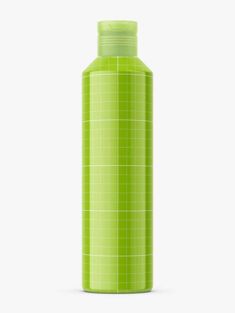 Glossy bottle with spray cap mockup