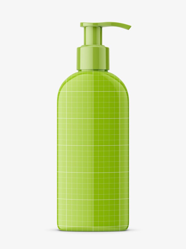 Rectangle bottle with pump mockup / glossy