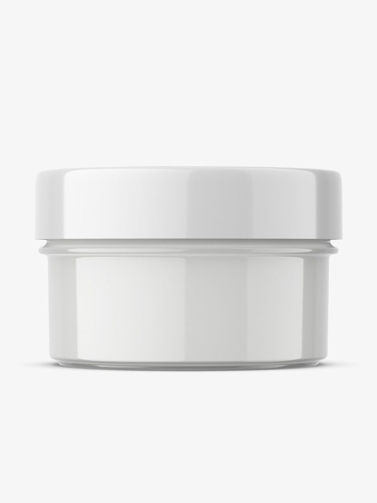 Transaparent jar filled with cream mockup