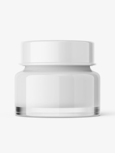 Glass cosmetic jar with glossy cap mockup