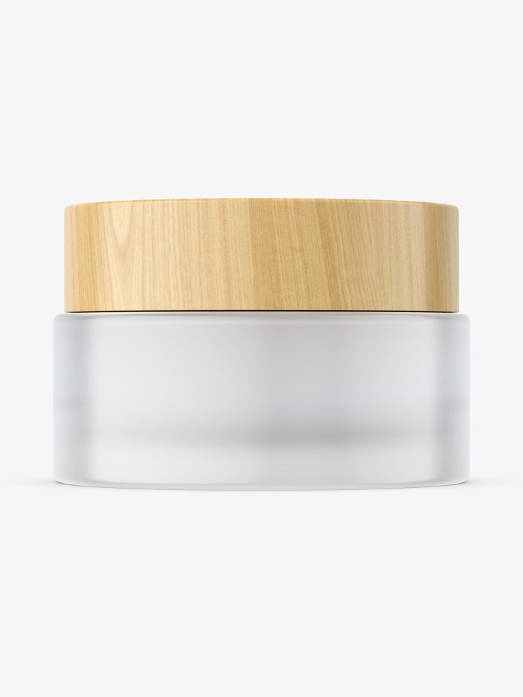 Frosted jar with wooden cap mockup