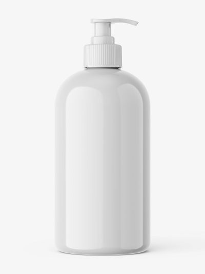 Cosmetic bottle with pump mockup / glossy