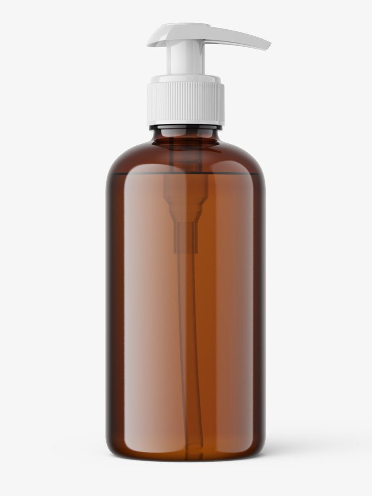 Universal bottle with pump mockup / amber