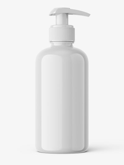 Universal bottle with pump mockup / glossy