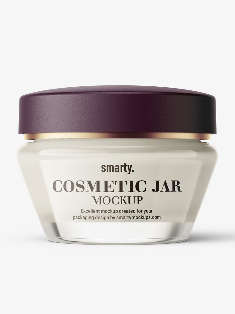 Glass cosmetic jar with matt cap mockup