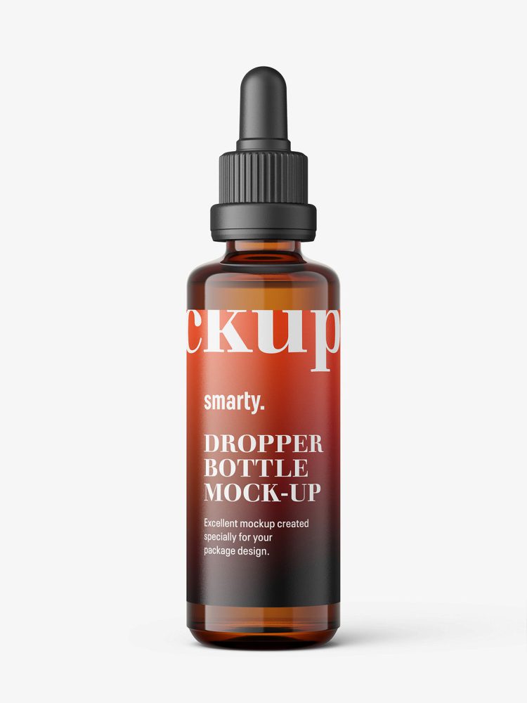 Amber dropper bottle mockup / 50ml