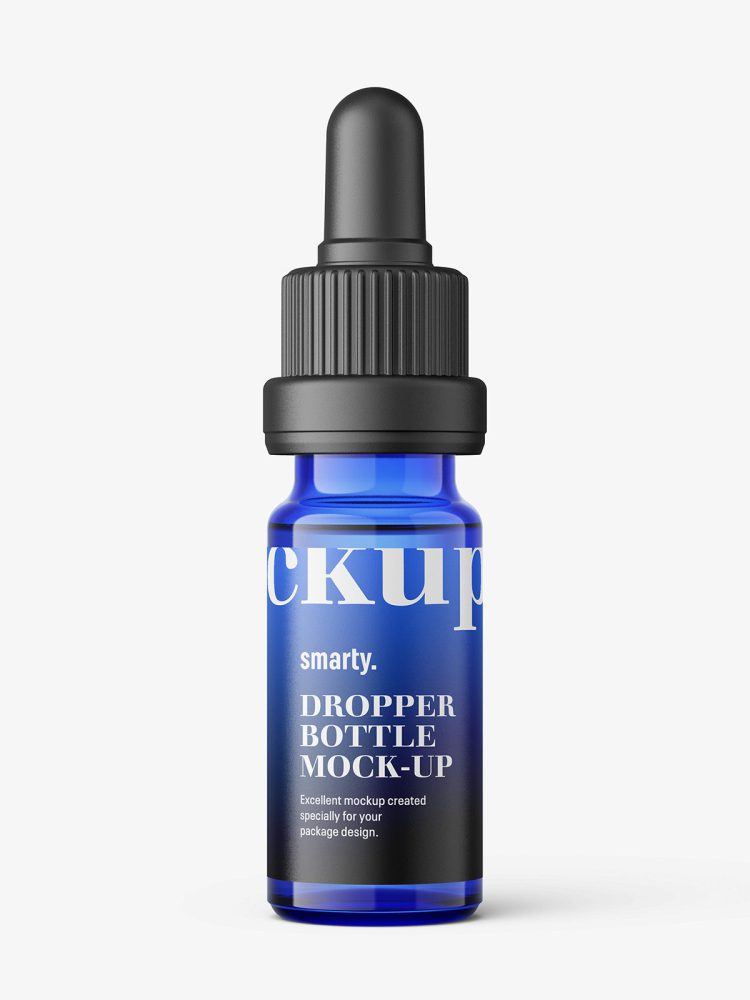 Blue dropper bottle mockup / 10 ml