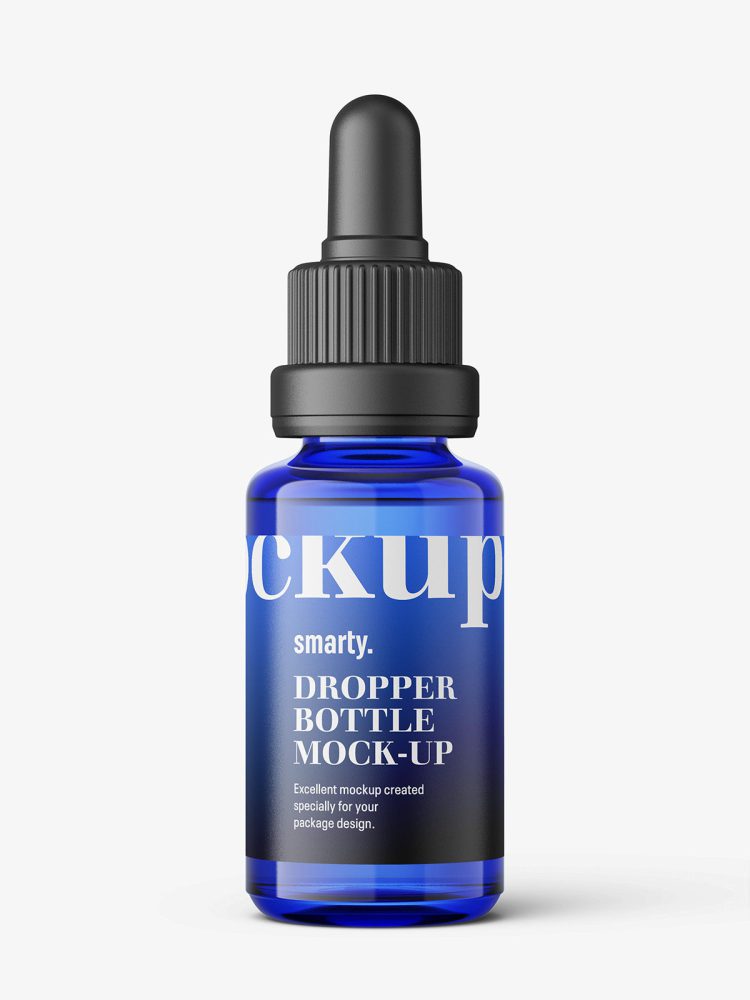 Blue dropper bottle mockup / 20ml
