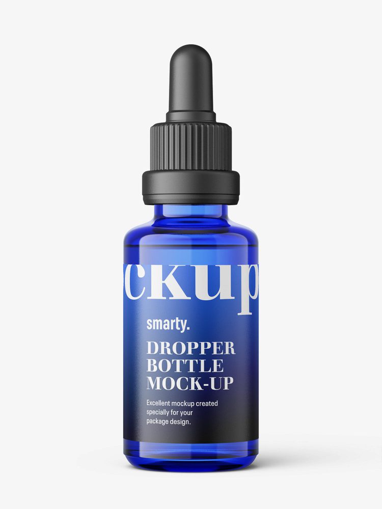 Blue dropper bottle mockup / 30ml