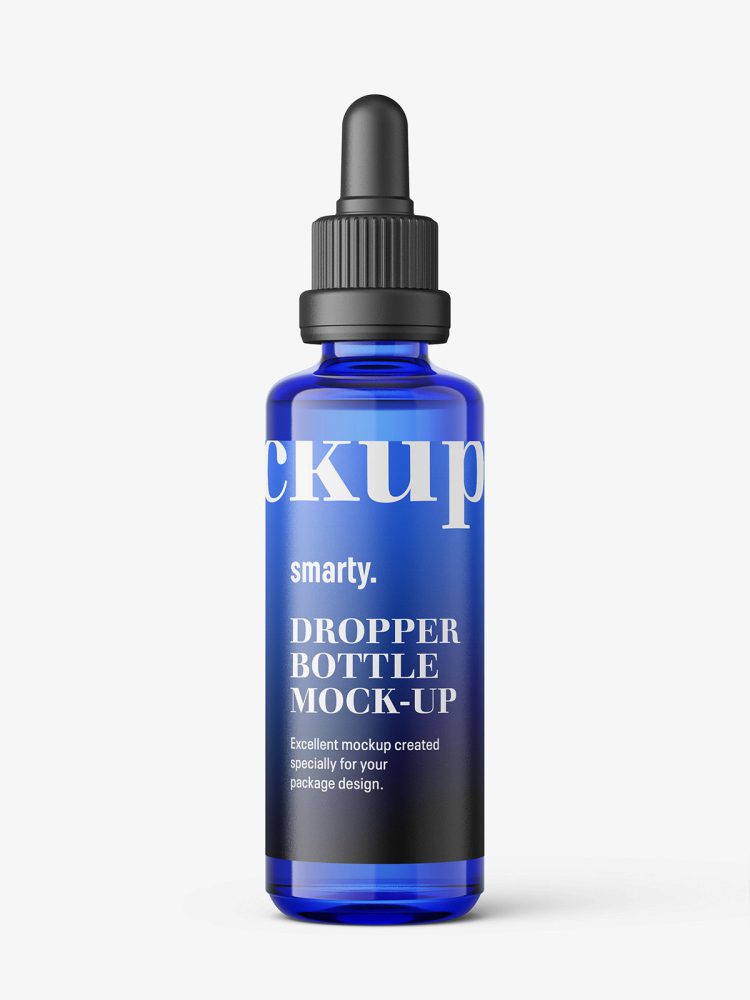 Blue dropper bottle mockup / 50ml