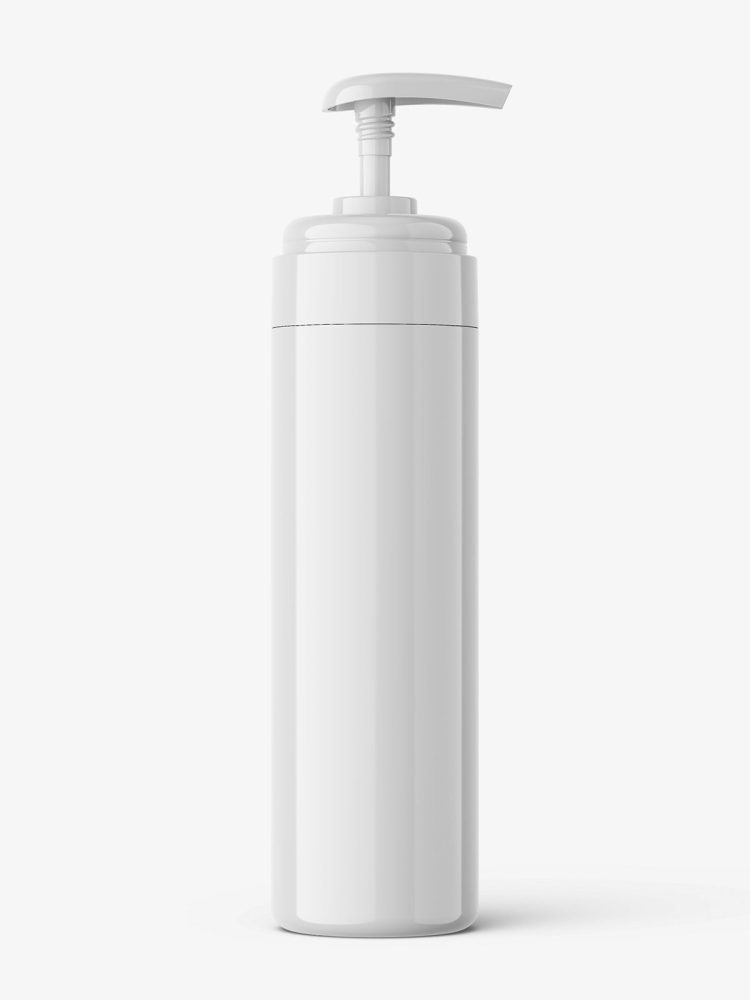 Universal bottle with pump mockup / glossy