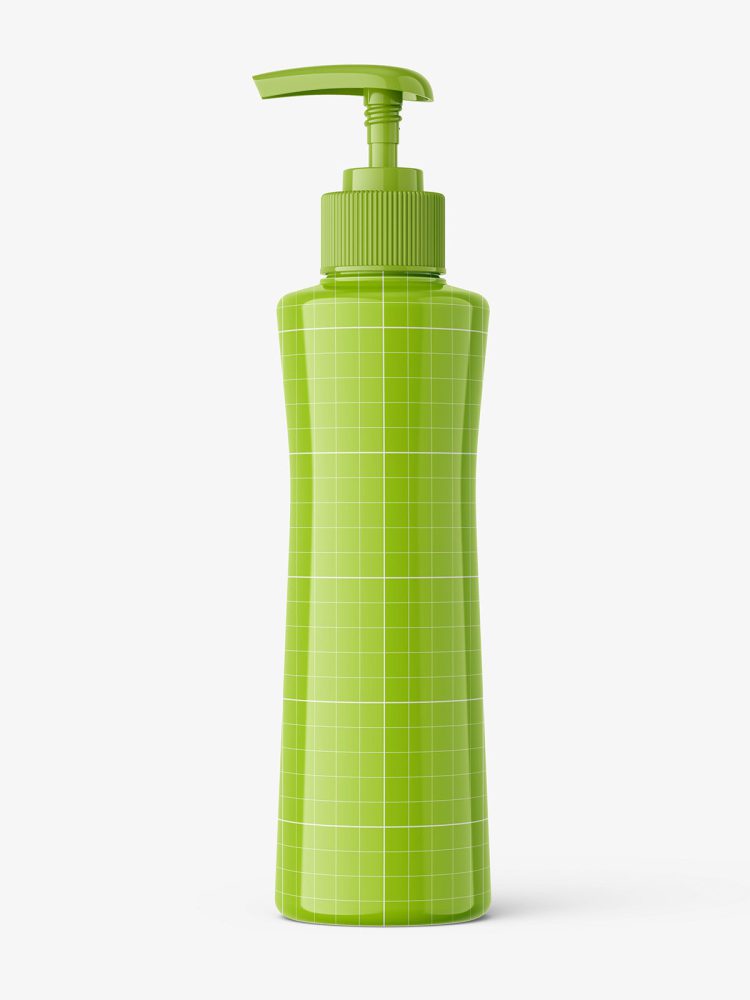 Round bottle with pump mockup / glossy