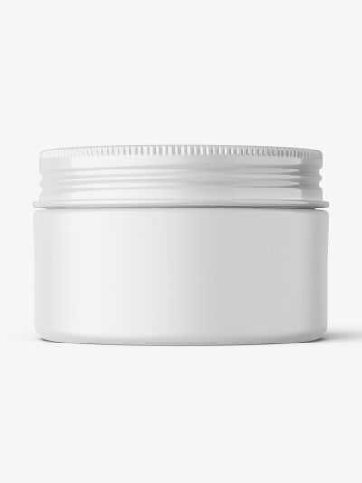 Wide plastic jar with metallic cap mockup / matt